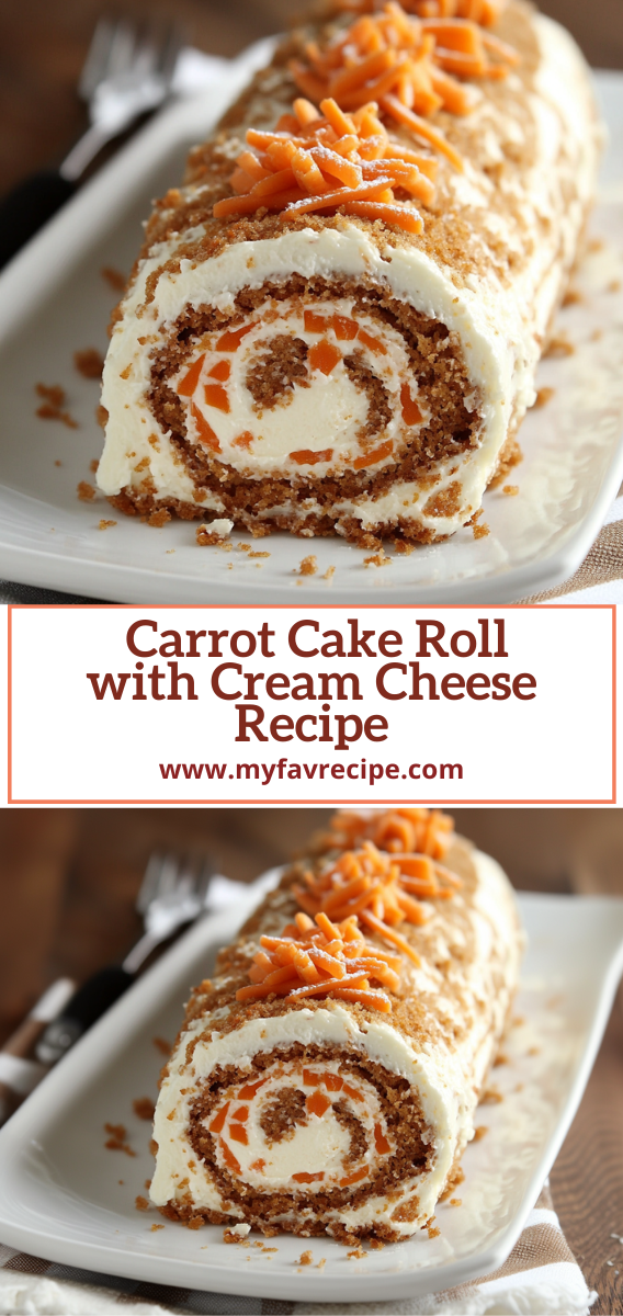 Easy Scrumptious Carrot Cake Roll with Cream Cheese Recipe