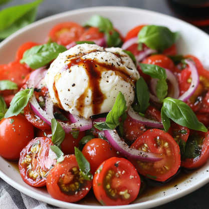 Fresh Burrata Caprese Salad Recipe in 15 Minutes