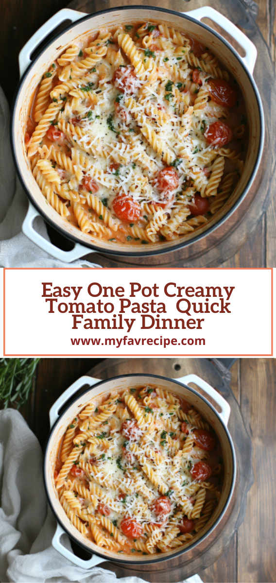 Easy One Pot Creamy Tomato Pasta  Quick Family Dinner