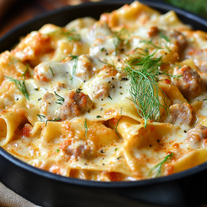 Creamy Calabrian Chili Pappardelle with Sausage Fennel