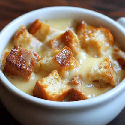 Easy Bread Pudding with Vanilla Sauce Recipe  Homemade Dessert