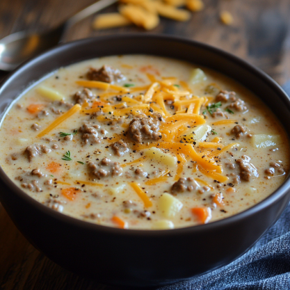 Extra Creamy Slow Cooker Cheeseburger Soup Recipe