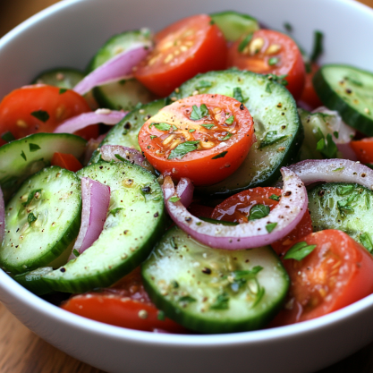 Fresh Cucumber Tomato and Onion Salad Recipe