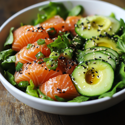 Fresh Salmon Sashimi Salad with Soy-Sesame Dressing Recipe