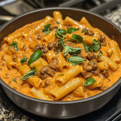 One Pot Creamy Tomato Beef Pasta  Easy Weeknight Meal