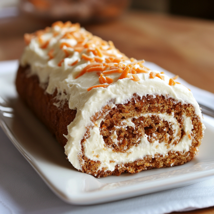 Scrumptious Carrot Cake Roll with Cream Cheese Recipe