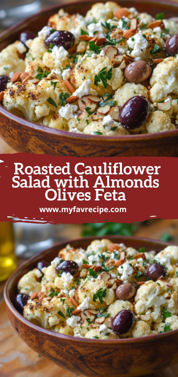 Easy Roasted Cauliflower Salad with Almonds Olives Feta