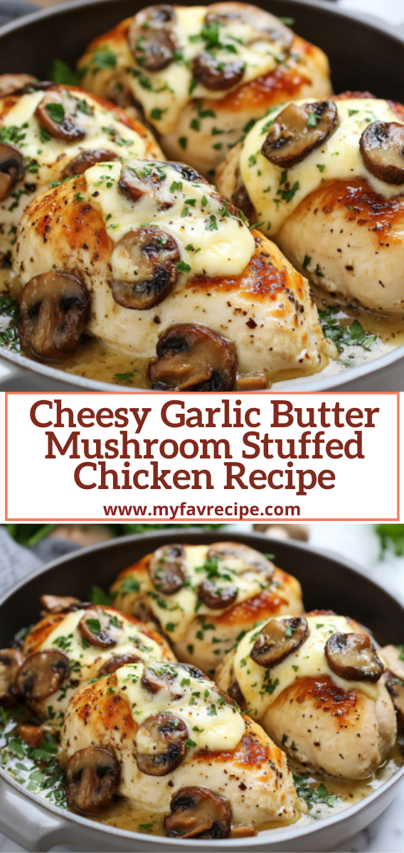 Cheesy Garlic Butter Mushroom Stuffed Chicken Recipe