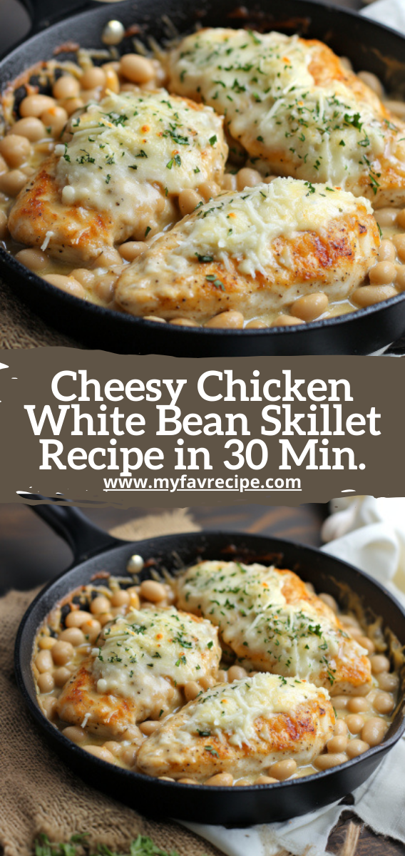 Cheesy Chicken  White Bean Skillet Recipe in 30 Min.