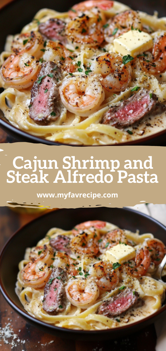 Cajun Shrimp and Steak Alfredo Pasta Recipe at Home