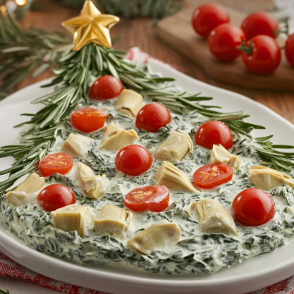 Cheesy Spinach Dip Christmas Tree Recipe  Easy Holiday Dip