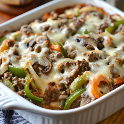 Easy Philly Cheesesteak Casserole Recipe Dinner Ideas