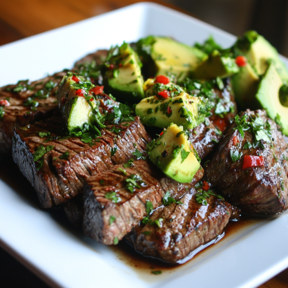 Skirt Steak with Avocado Chimichurri Recipe