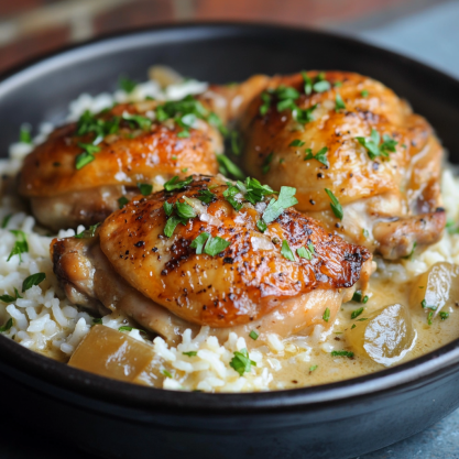 Smothered Chicken with Rice  Classic Southern Comfort