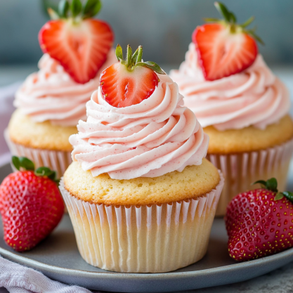 Strawberries and Cream Cupcakes