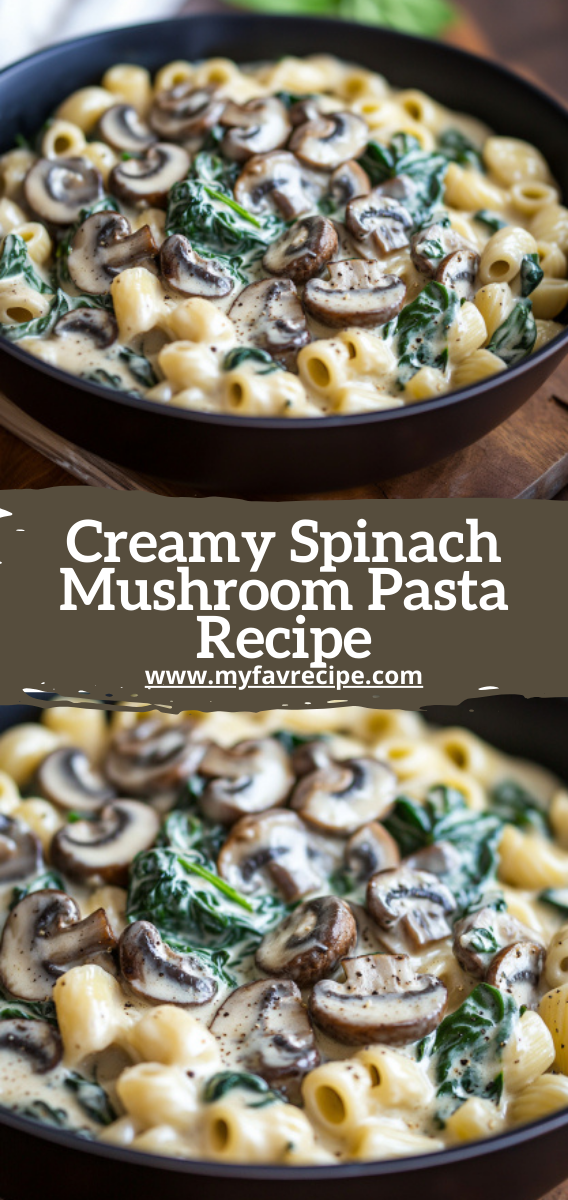 Creamy Spinach Mushroom Pasta Recipe