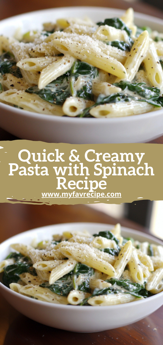 Quick  Creamy Pasta with Spinach Recipe