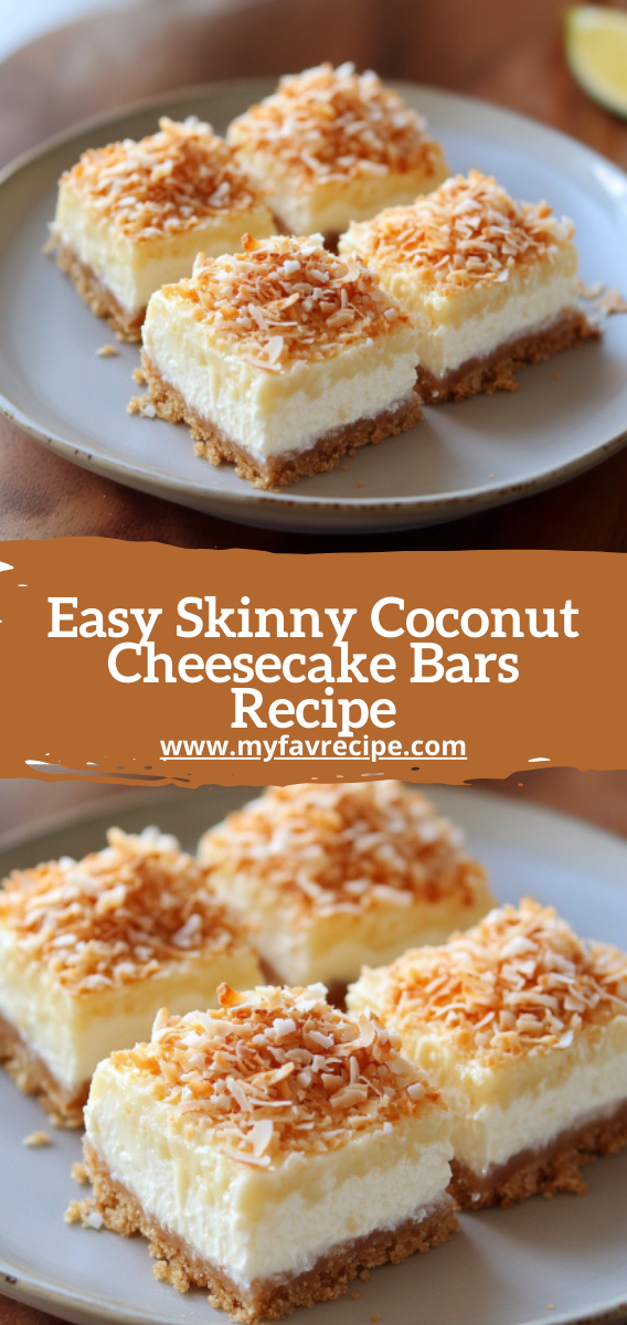 Easy Skinny Coconut Cheesecake Bars Recipe