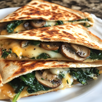 Baked Spinach Mushroom Quesadillas Recipe