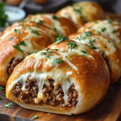 Cheesy Ground Beef Stuffed Bread Roll Recipe