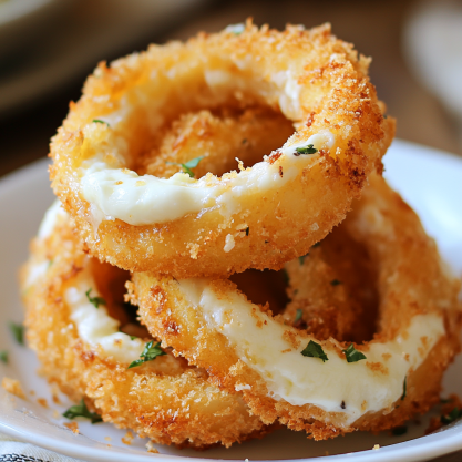 Cheesy Stuffed Mozzarella Onion Rings Recipe