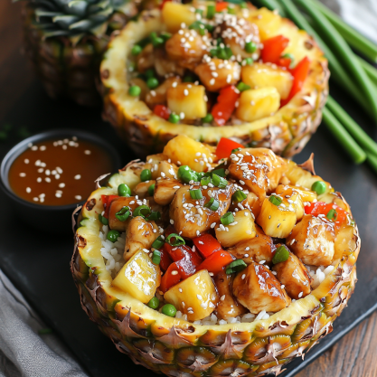 Chicken Teriyaki Pineapple Bowls Recipe