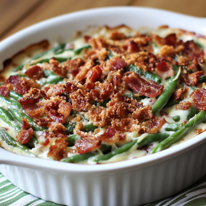 Cream Cheese and Bacon Green Bean Casserole Recipe