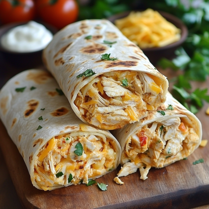 Easy Cheesy Garlic Chicken Wraps Recipe