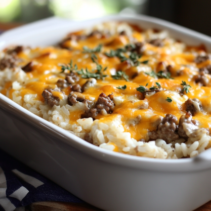 Easy Cheesy Hamburger Rice Casserole Recipe for Dinner