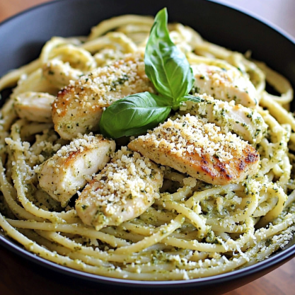 Easy Creamy Chicken Pesto Pasta Recipe