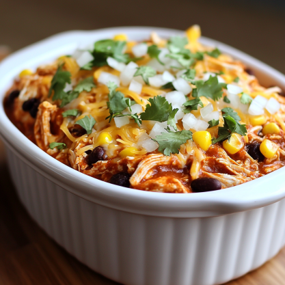 Easy Crockpot Chicken Enchilada Casserole Recipe