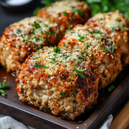 Easy Garlic Parmesan Chicken Meatloaves Recipe