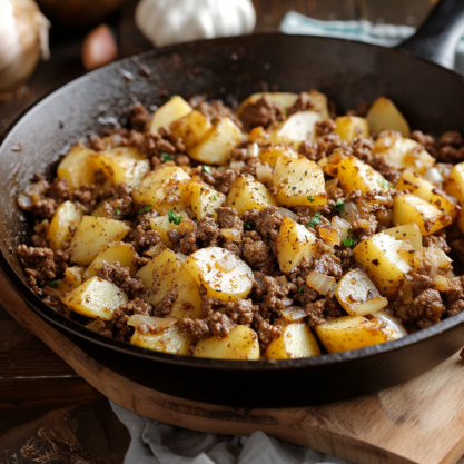 Easy Ground Beef and Potatoes Skillet Recipe