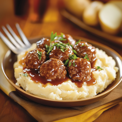 Easy Salisbury Meatballs and Mashed Potatoes Recipe