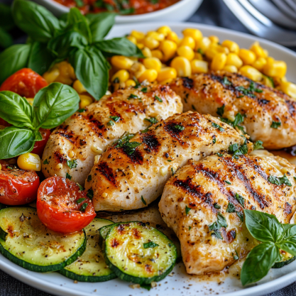 Garlic Butter Chicken with Zucchini and Corn Recipe