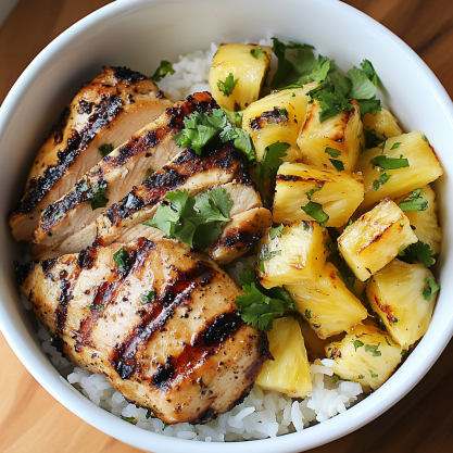 Grilled Chicken and Pineapple Bowls with Coconut Rice Recipe