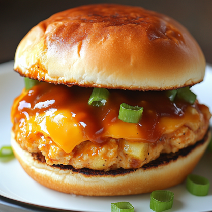 Potato Cheddar BBQ Chicken Burgers Recipe