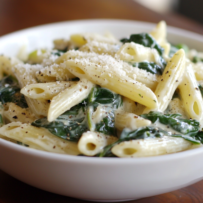 Quick  Creamy Pasta with Spinach Recipe