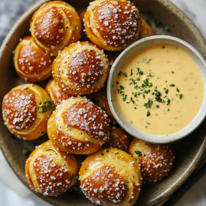 Soft Pretzel Bites with Vegan Cheese Sauce Recipe