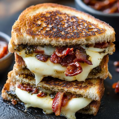 Sun-Dried Tomato Bacon Pesto Grilled Cheese Recipe