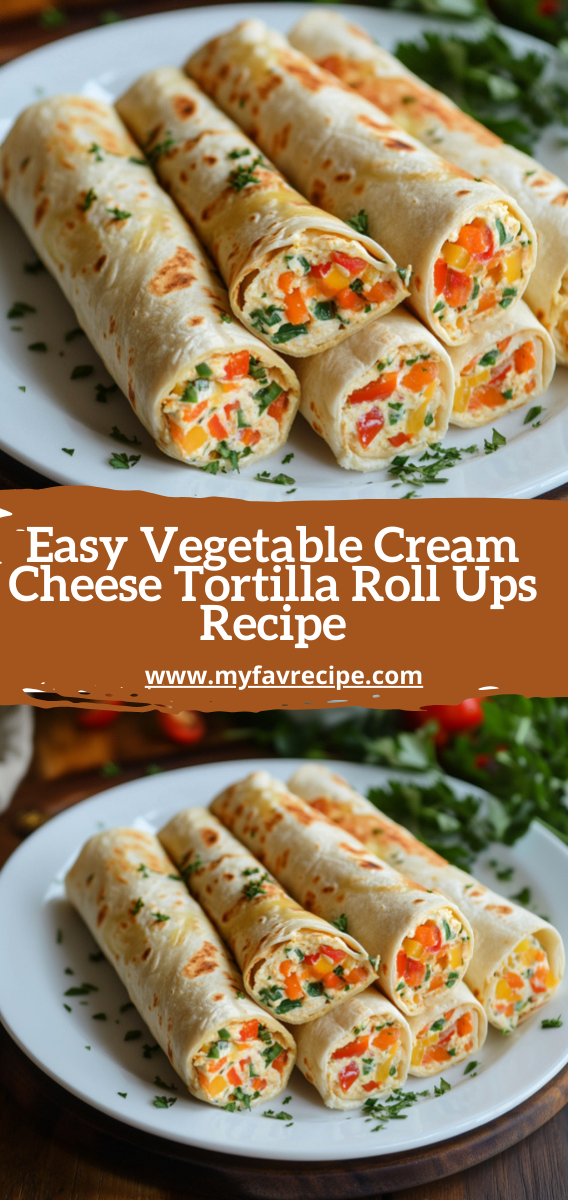 Easy Vegetable Cream Cheese Tortilla Roll Ups Recipe