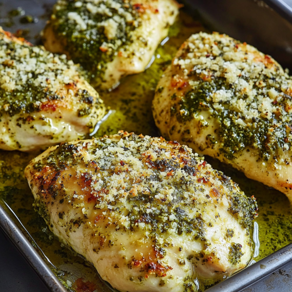 Cheesy Pesto Baked Chicken Recipe