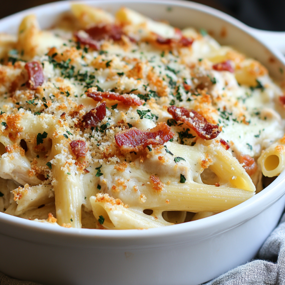 Chicken Bacon Ranch Baked Penne Recipe