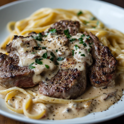 Creamy Steak Alfredo Recipe