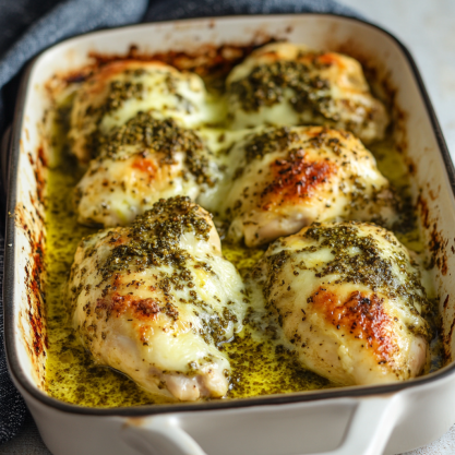 Easy Cheesy Pesto Baked Chicken Recipe