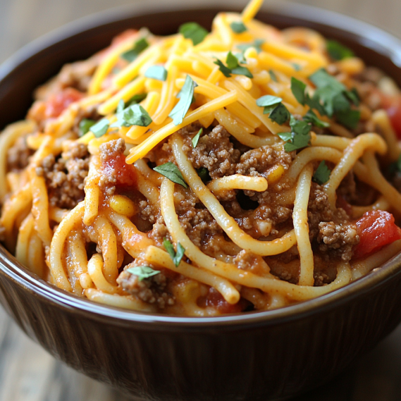 Easy Crockpot Taco Spaghetti Recipe