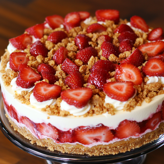 Easy Strawberry Crunch Cheesecake Recipe