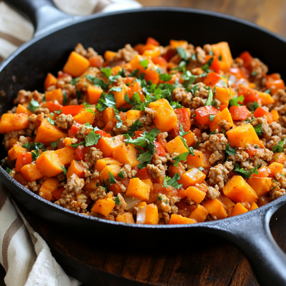 Ground Turkey and Sweet Potato Taco Skillet Recipe