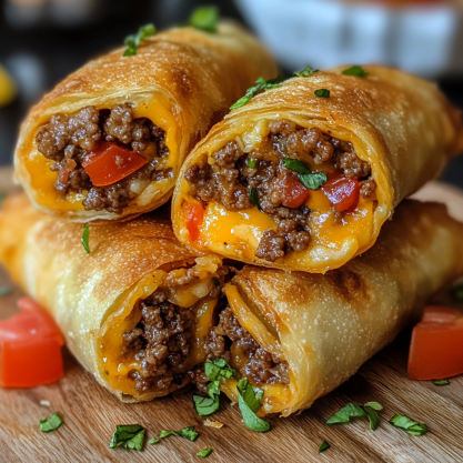 Homemade Cheeseburger Egg Roll Recipe