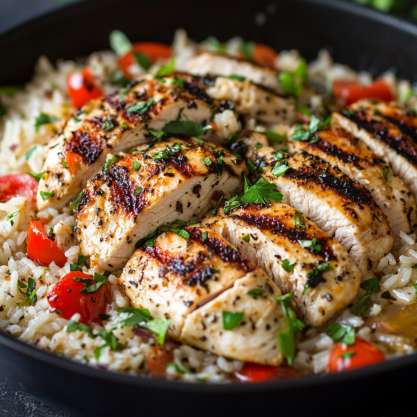 One Pan Mediterranean Chicken and Rice Recipe